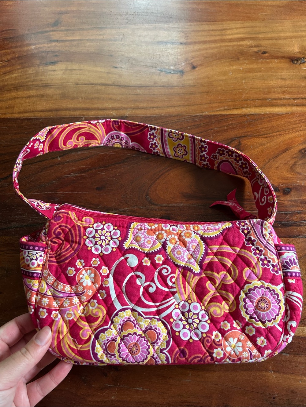 Vintage Vera Bradley small shoulder bag in retired print raspberry fizz